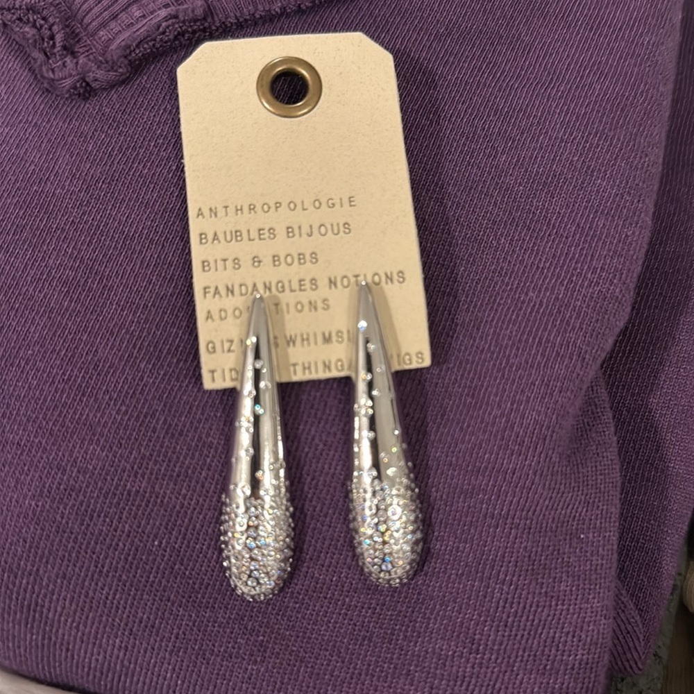 ANTHROPOLOGIE DROP STUD EARRINGS IN SILVER NWT